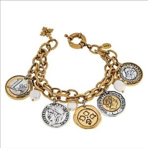 Patricia Nash World Coin Double-Strand Dangle Charm Bracelet.